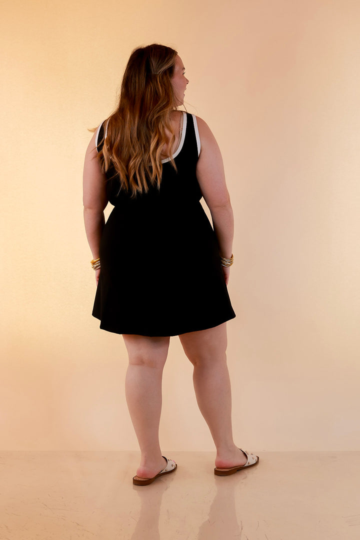 Simply Southern | Country Club Cutie Scalloped Trim Athletic Dress with Shorts Lining in Black