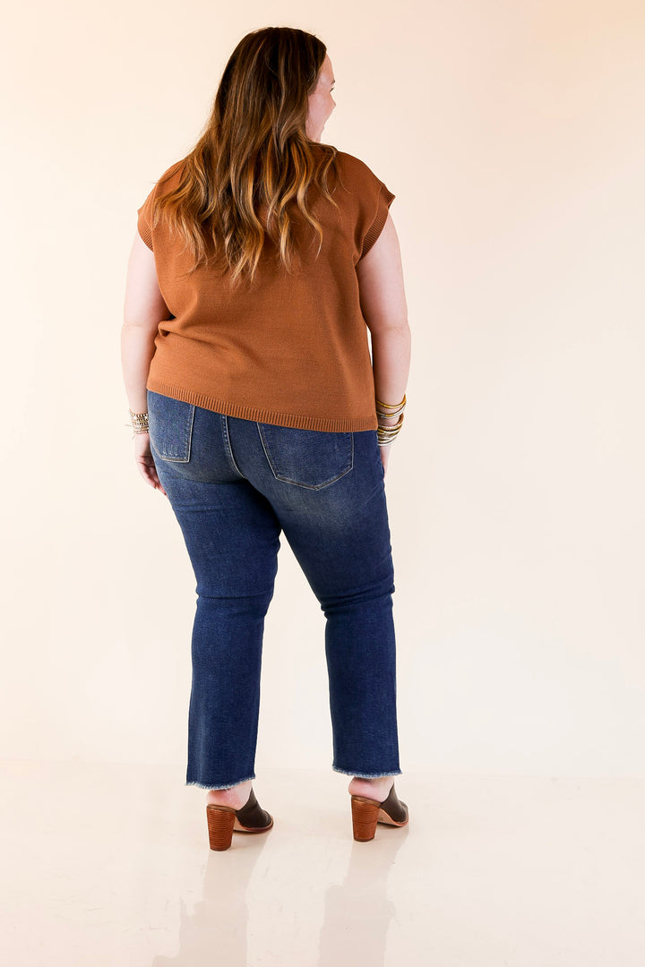 Effortlessly Yours Short Sleeve Crew Neck Sweater in Camel Brown