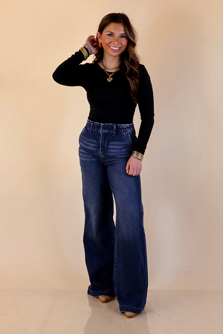 Risen | Always on Point Wide Leg Trouser Jeans in Dark Wash