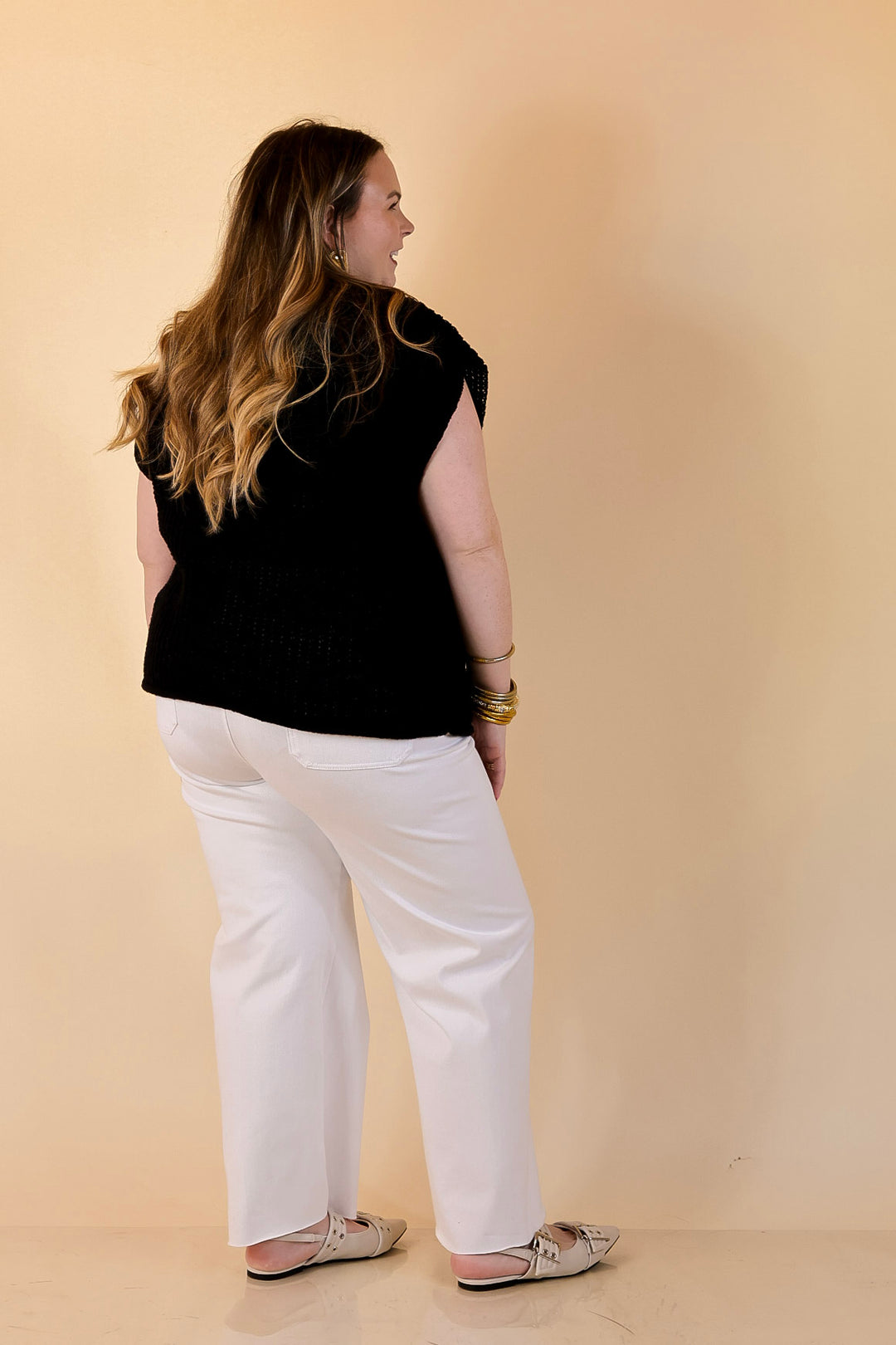 Always Effortless Oversized Button Down Large Knit Sweater Vest in Black