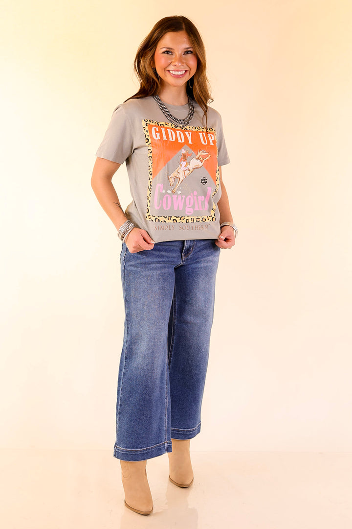 Simply Southern | Giddy Up Cowgirl Graphic T-Shirt in Washed Shadow Grey