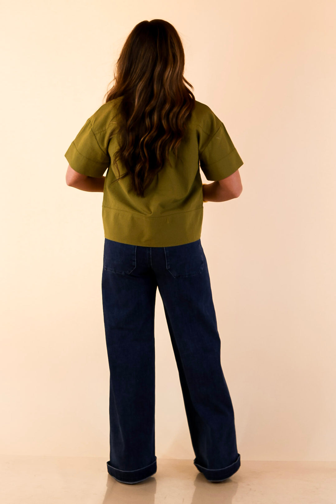 Casual Composure Button Front Short Sleeve Linen Top in Olive Green