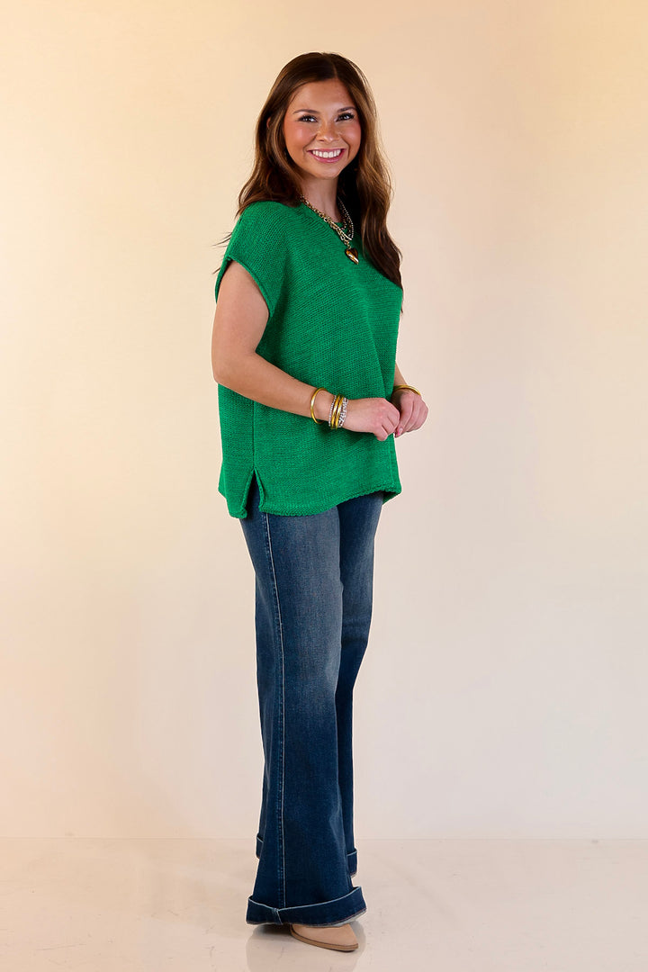 Forever Favorite Oversized Crew Neck Sweater Vest in Kelly Green