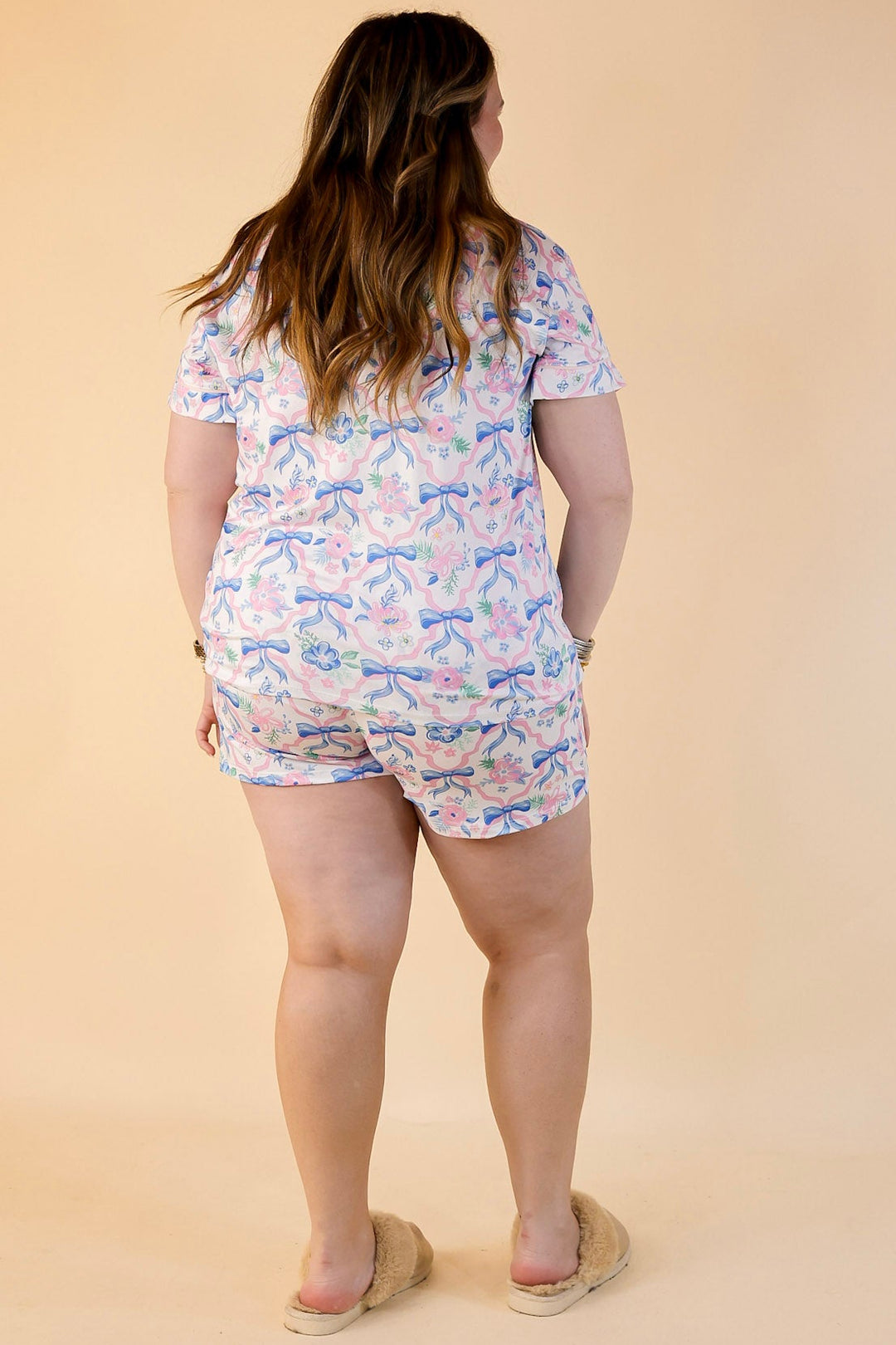 Simply Southern | Snooze in Style Ribbon Print Pajama Shorts in Off White