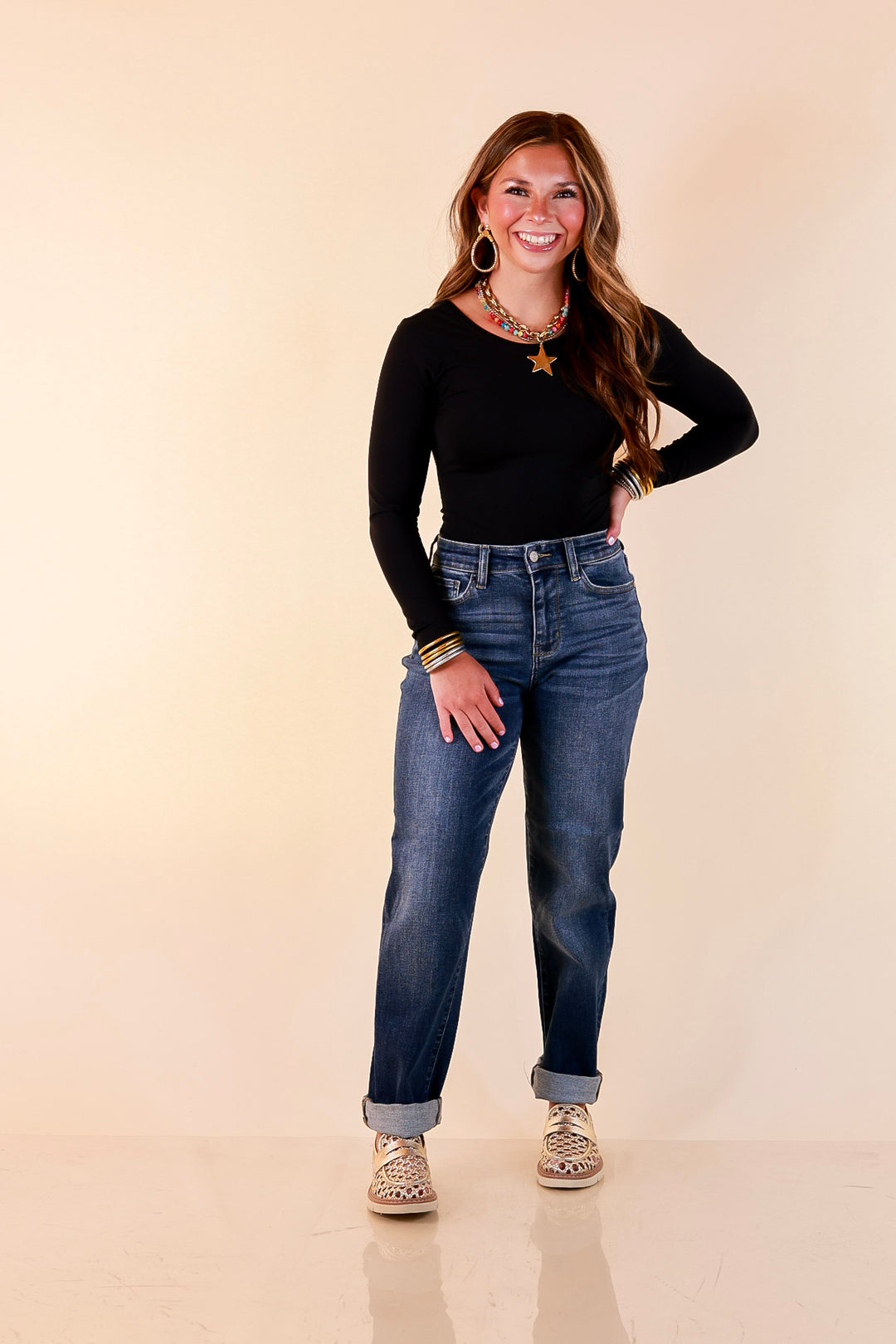 Judy Blue | Keep it Simple Billie Boyfriend Denim Jeans in True Indigo Dark Wash