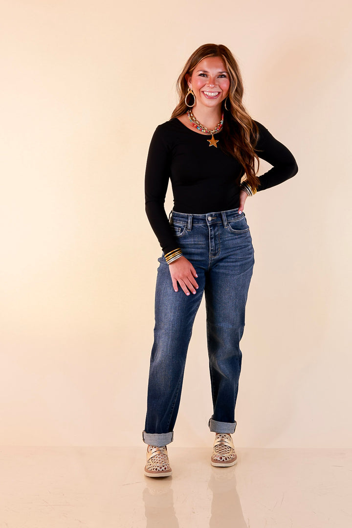 Judy Blue | Keep it Simple Billie Boyfriend Denim Jeans in True Indigo Dark Wash