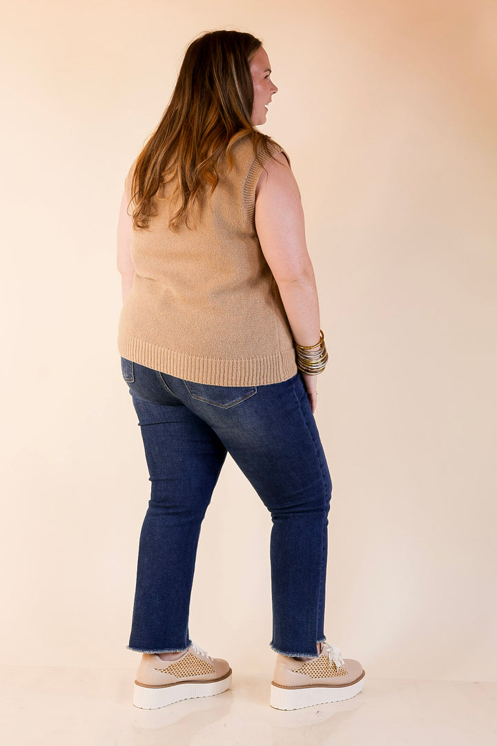 Vested Interest Knit V Neck Sweater Vest in Oatmeal Taupe