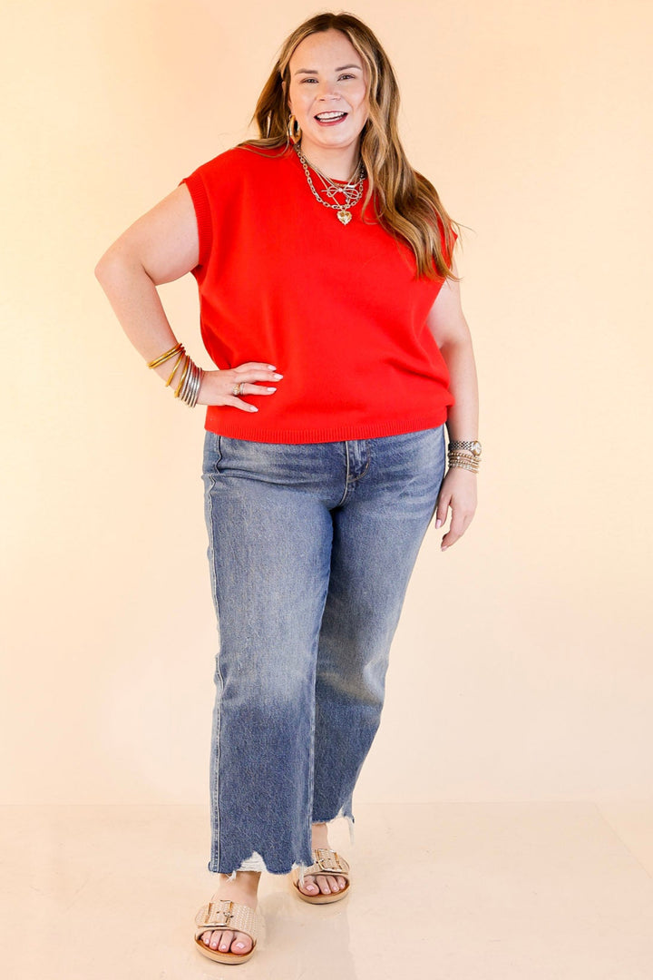 Effortlessly Yours Short Sleeve Oversized Sweater in Red