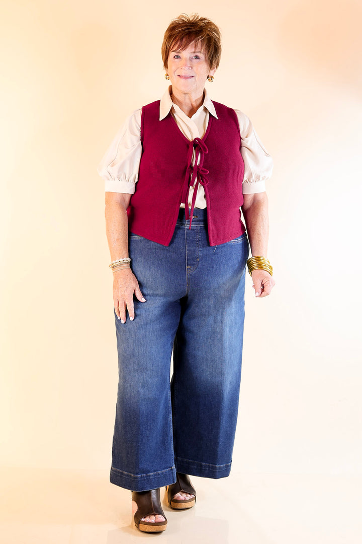 Main Attraction Bow Tie Front Sweater Vest in Maroon