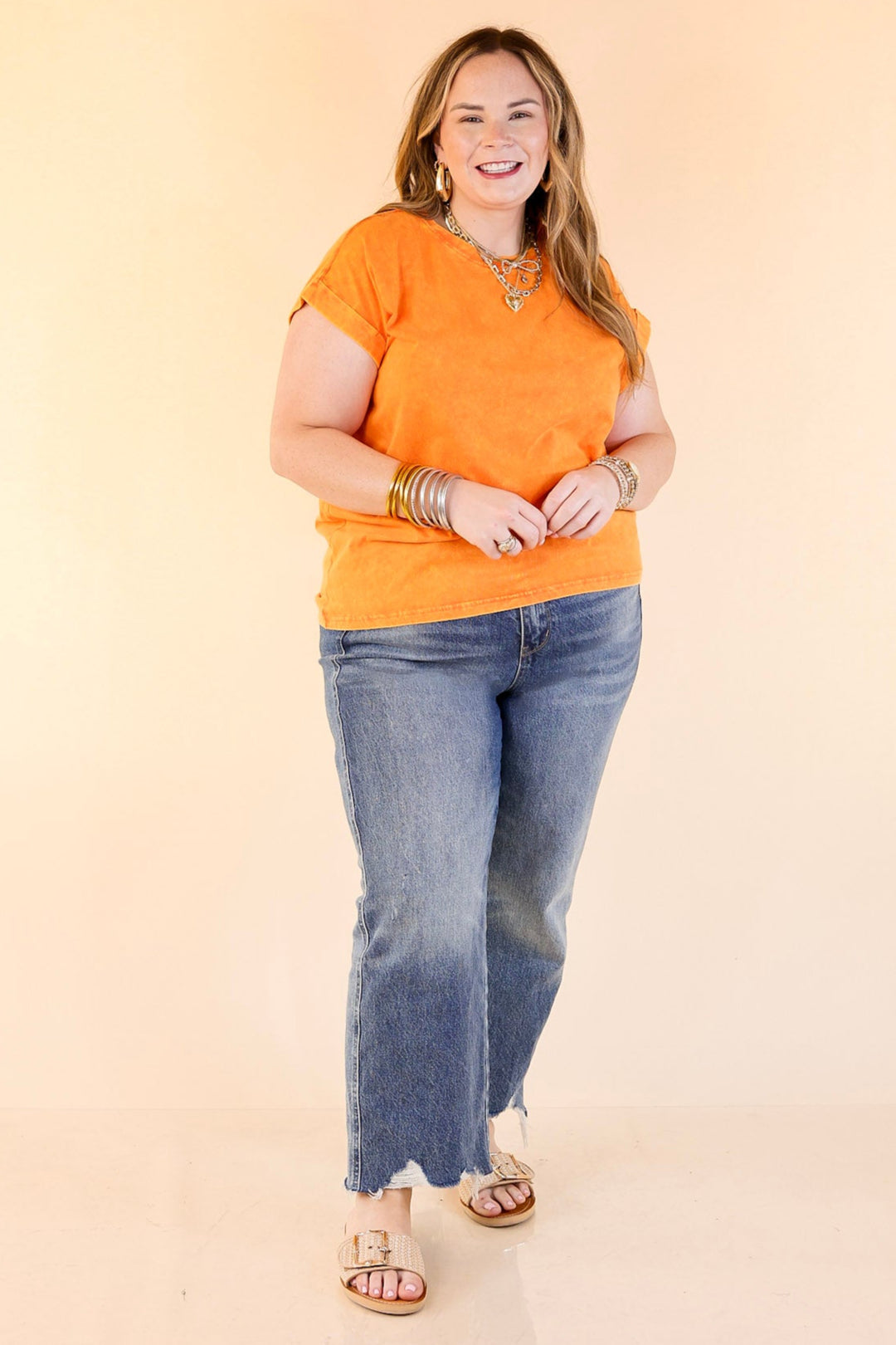 Chic Made Easy Short Sleeve Shirt in Orange