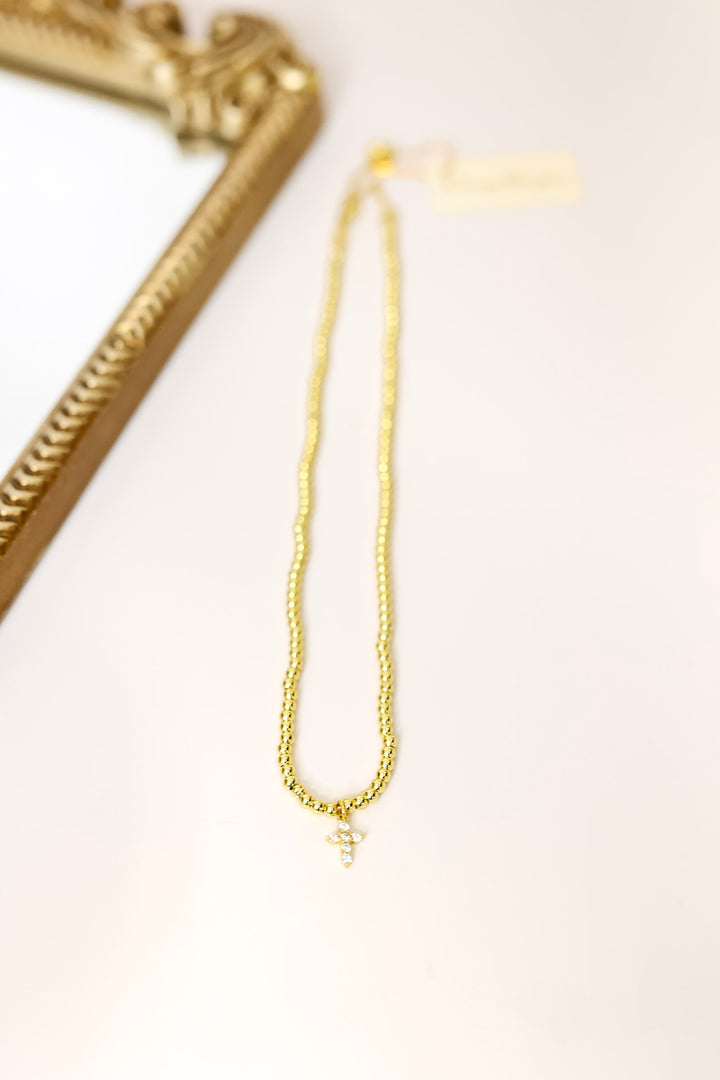 Kinsey Designs | Selena Beaded Necklace with Cross Pendant in Gold