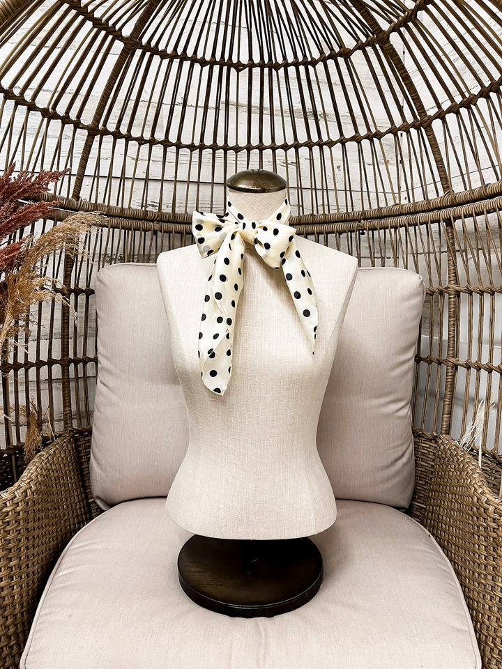 Wyoming Traders | Cowboy Polka Dot Silk Wild Rag Scarf in Ivory