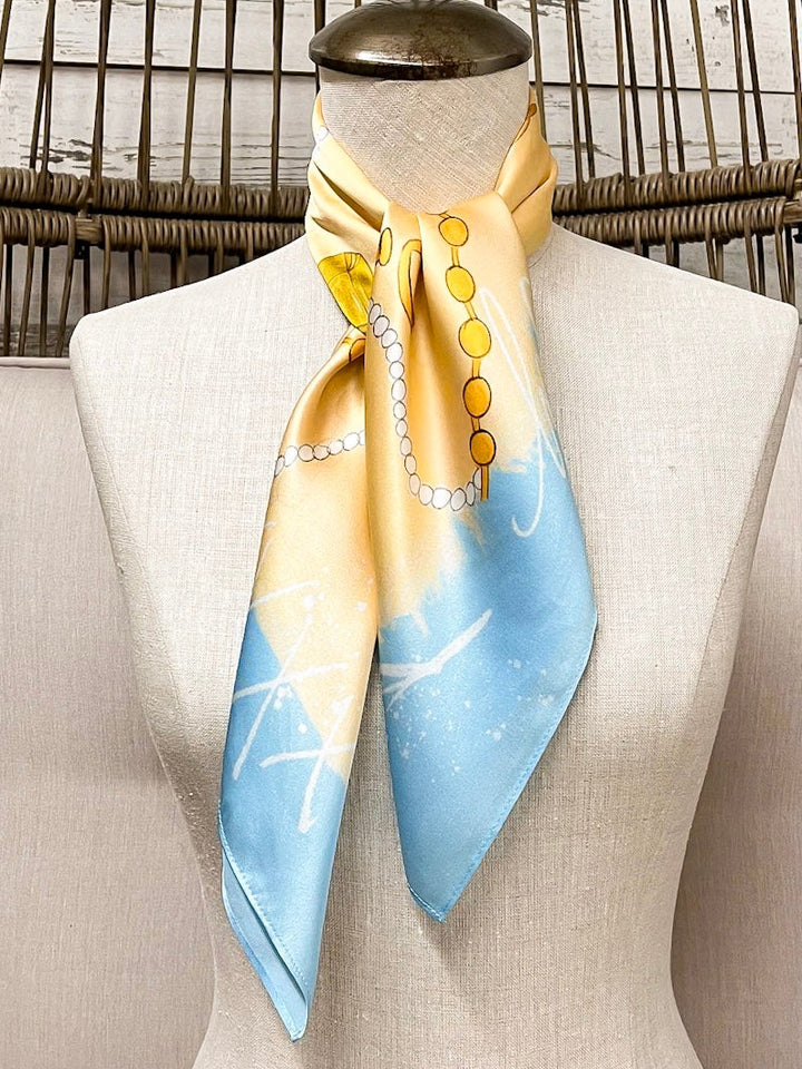 KB's Canvas | Le Jewel Jewelry Print Scarf in Yellow and Blue