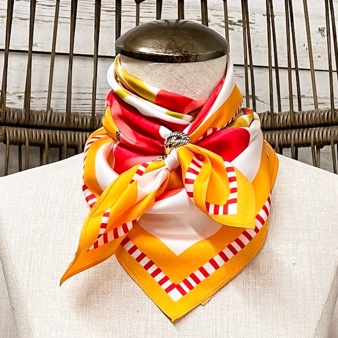 KB's Canvas | Poppy Fleur Floral Print Scarf in Cream and Orange