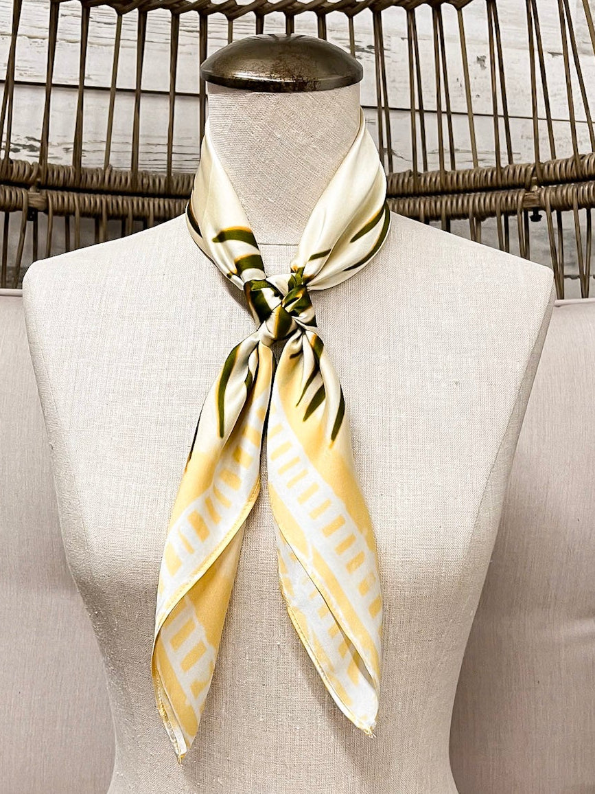 KB's Canvas | Palmè Floral Palm Leaf Print Scarf in Cream and Green