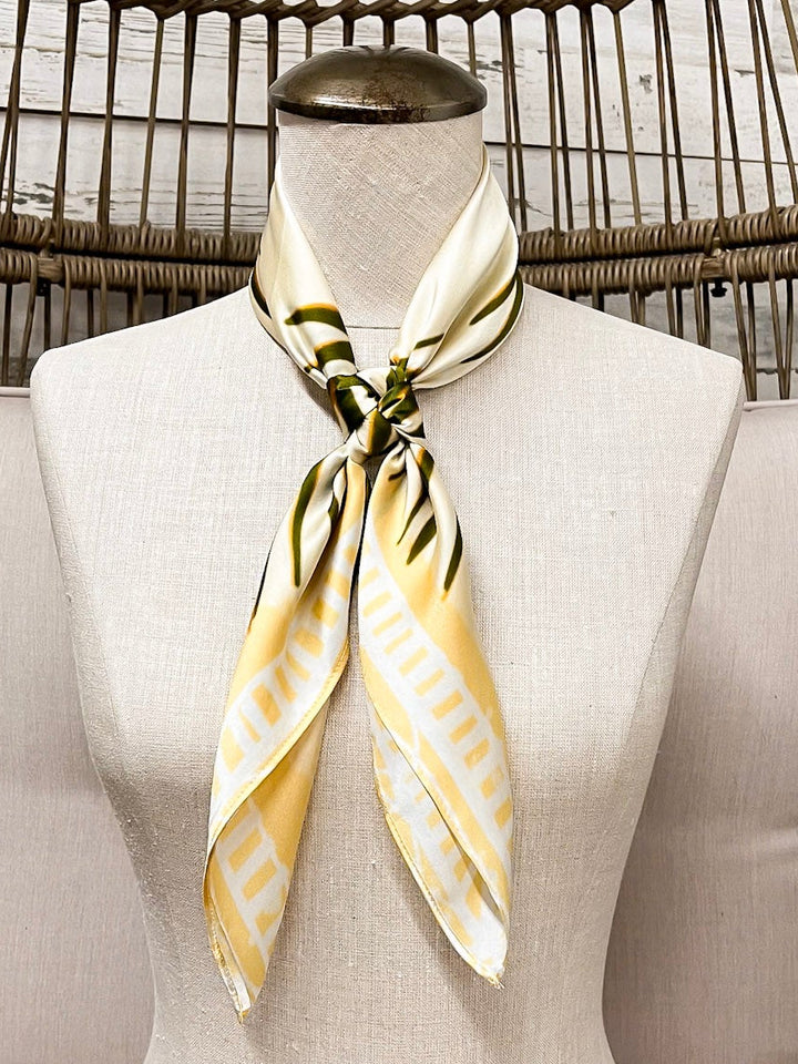 KB's Canvas | Palmè Floral Palm Leaf Print Scarf in Cream and Green