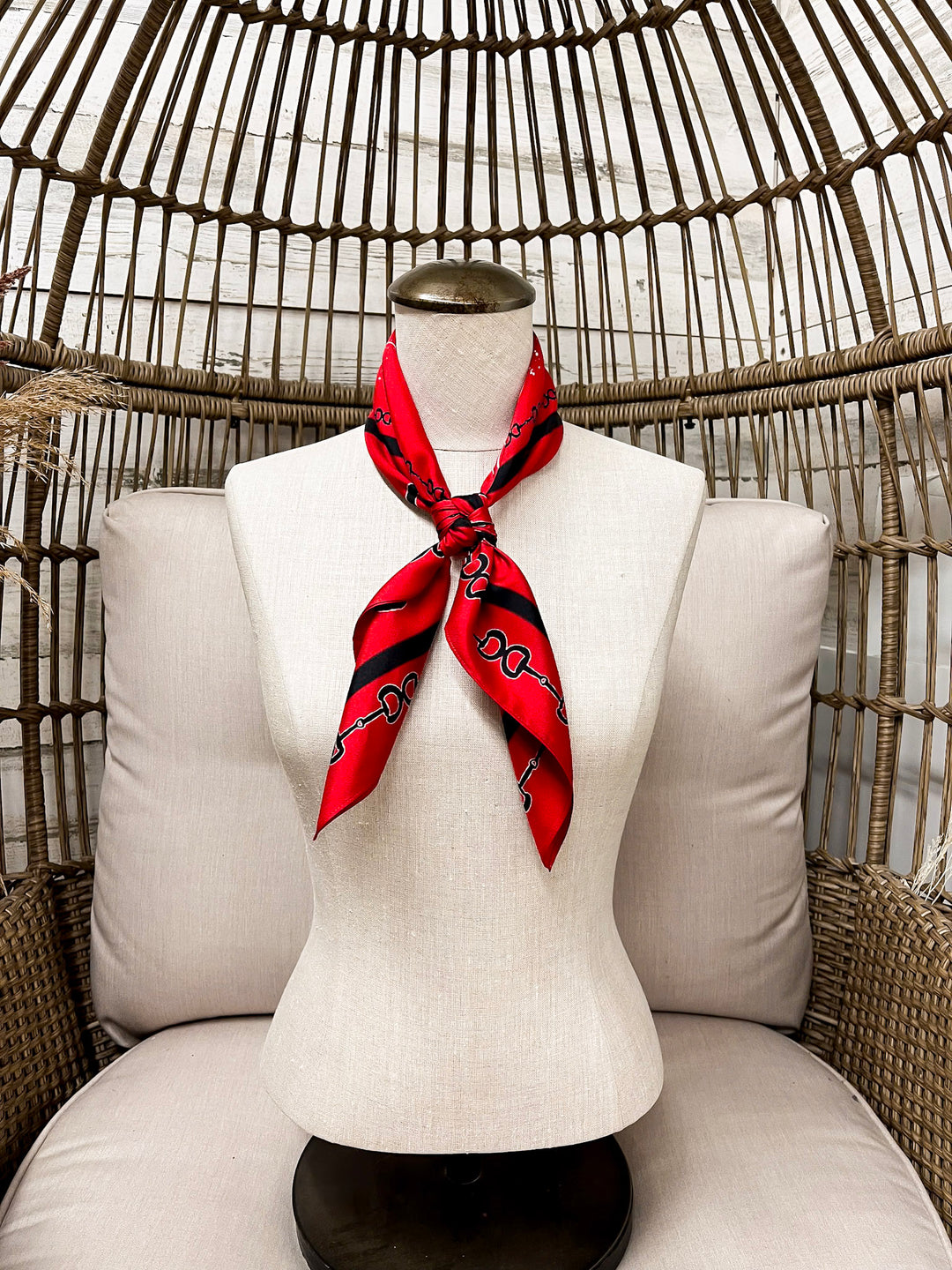 KB's Canvas | In Good Reins Horse Bit Print Scarf in Red and Black