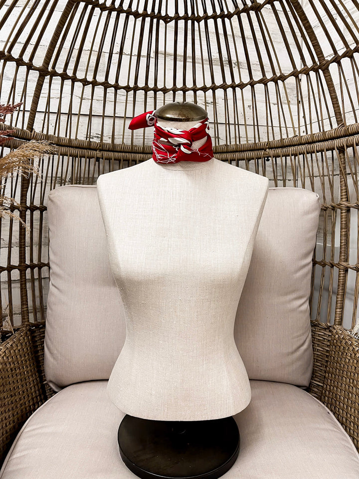 KB's Canvas | In Good Reins Horse Bit Print Scarf in Maroon and White