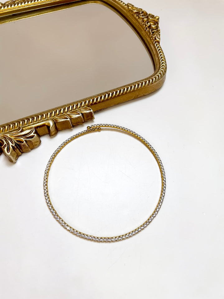 CHANSUTT PEARLS | Luxe Tennis Necklace with Crystal Detailing in Gold