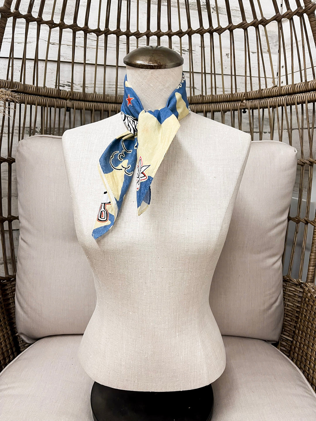 XOXO Art & Co | Star Cowboys Bandana Scarf in Cream and Blue