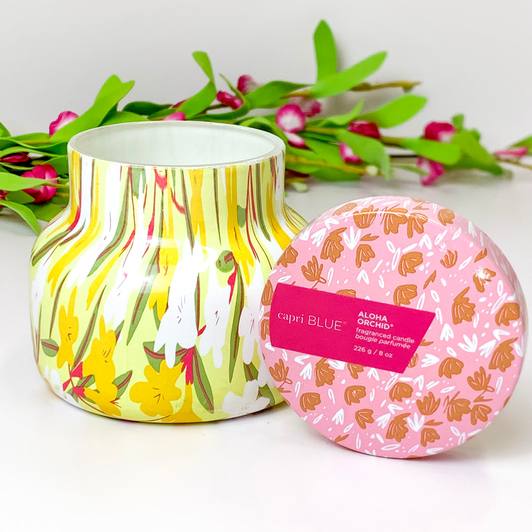 Capri Blue | 8 oz. Petite Jar Candle in Pattern Play | Aloha Orchid - Giddy Up Glamour Boutique