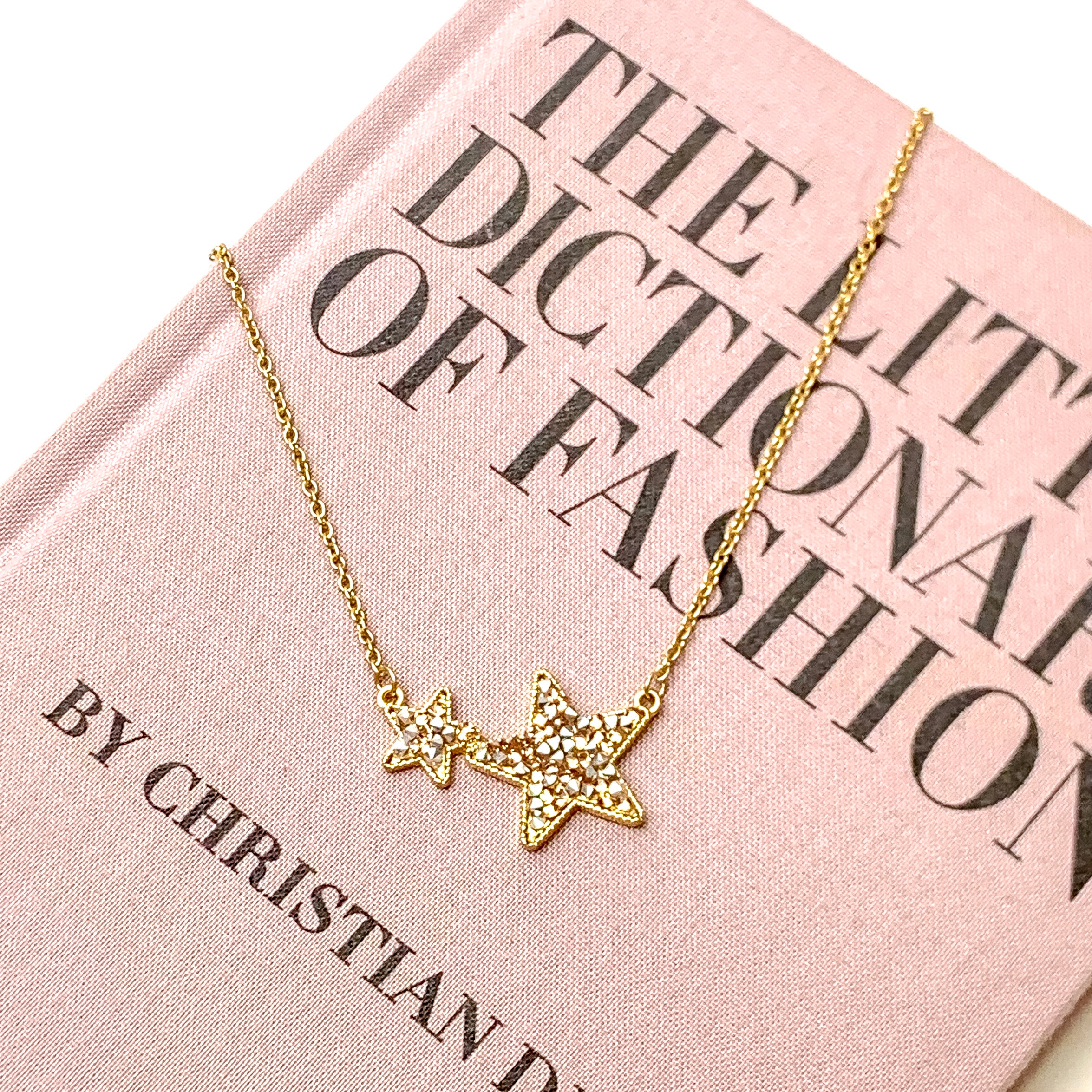 Gold Necklace With Star Pendant in Champagne - Giddy Up Glamour Boutique