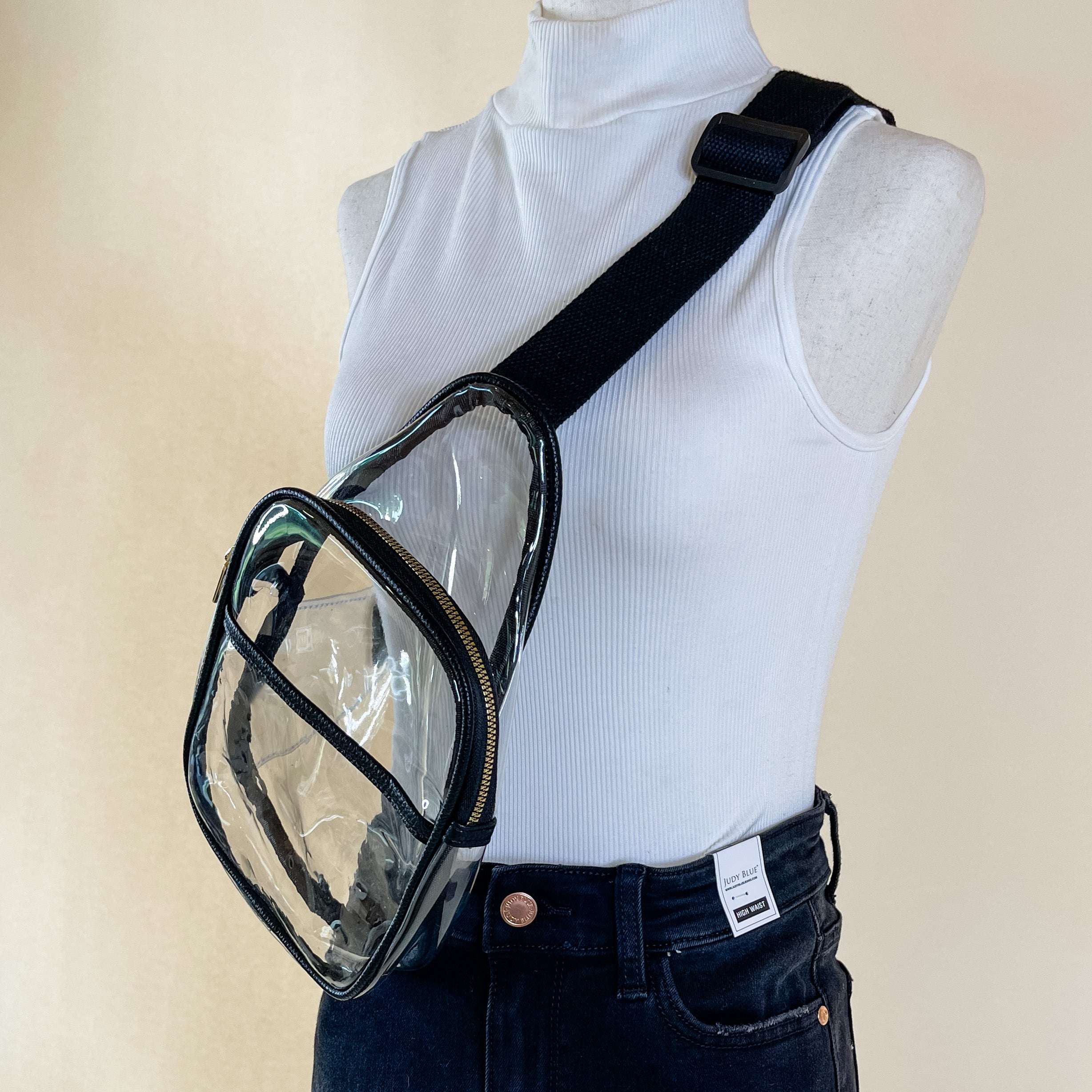 Clear Sling Backpack with a Black Outline - Giddy Up Glamour Boutique
