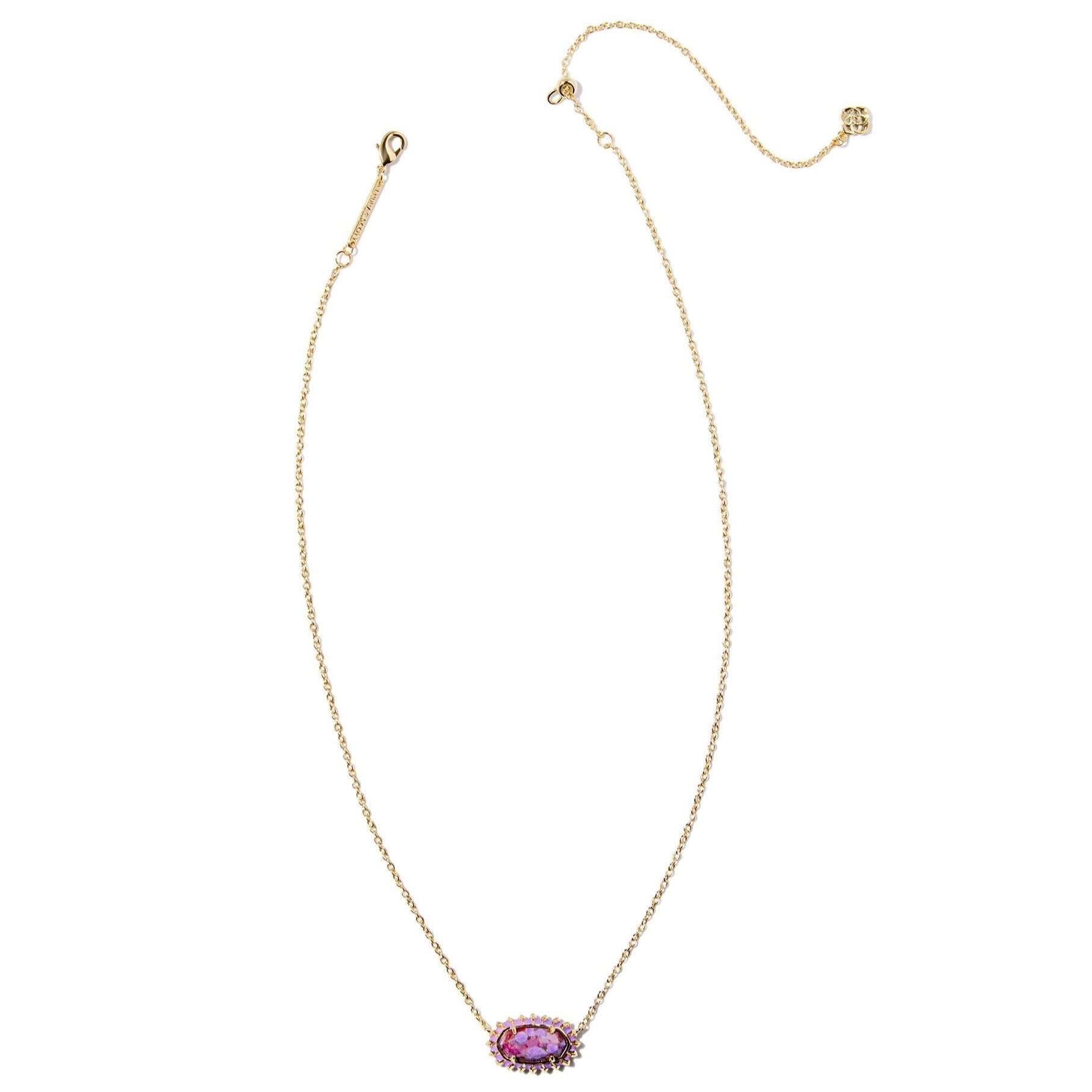 Kendra Scott | Elisa Gold Color Burst Frame Short Pendant Necklace in Bronze Veined Violet Magnesite