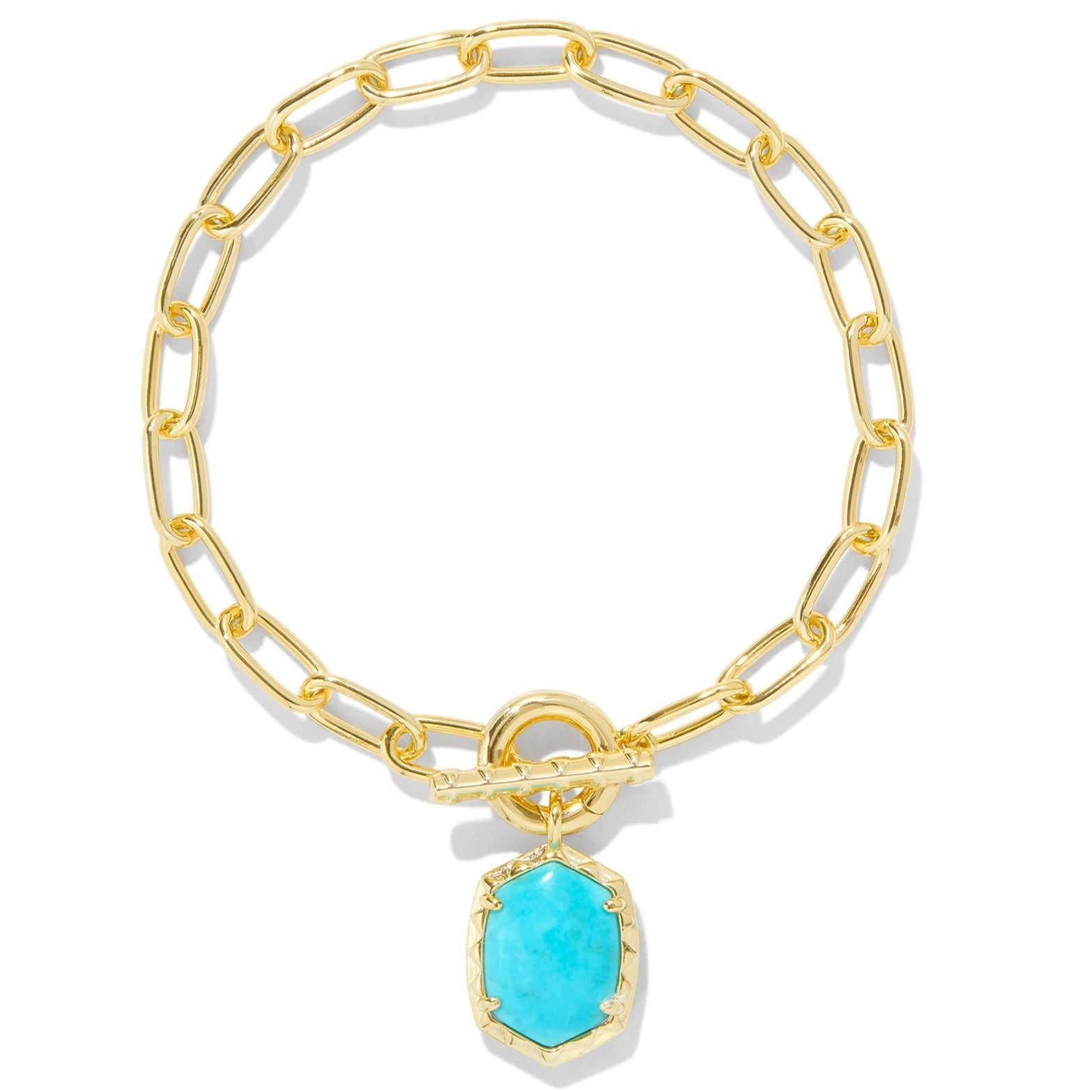 Kendra Scott | Daphne Gold Link and Chain Bracelet in Variegated Turquoise Magnesite - Giddy Up Glamour Boutique