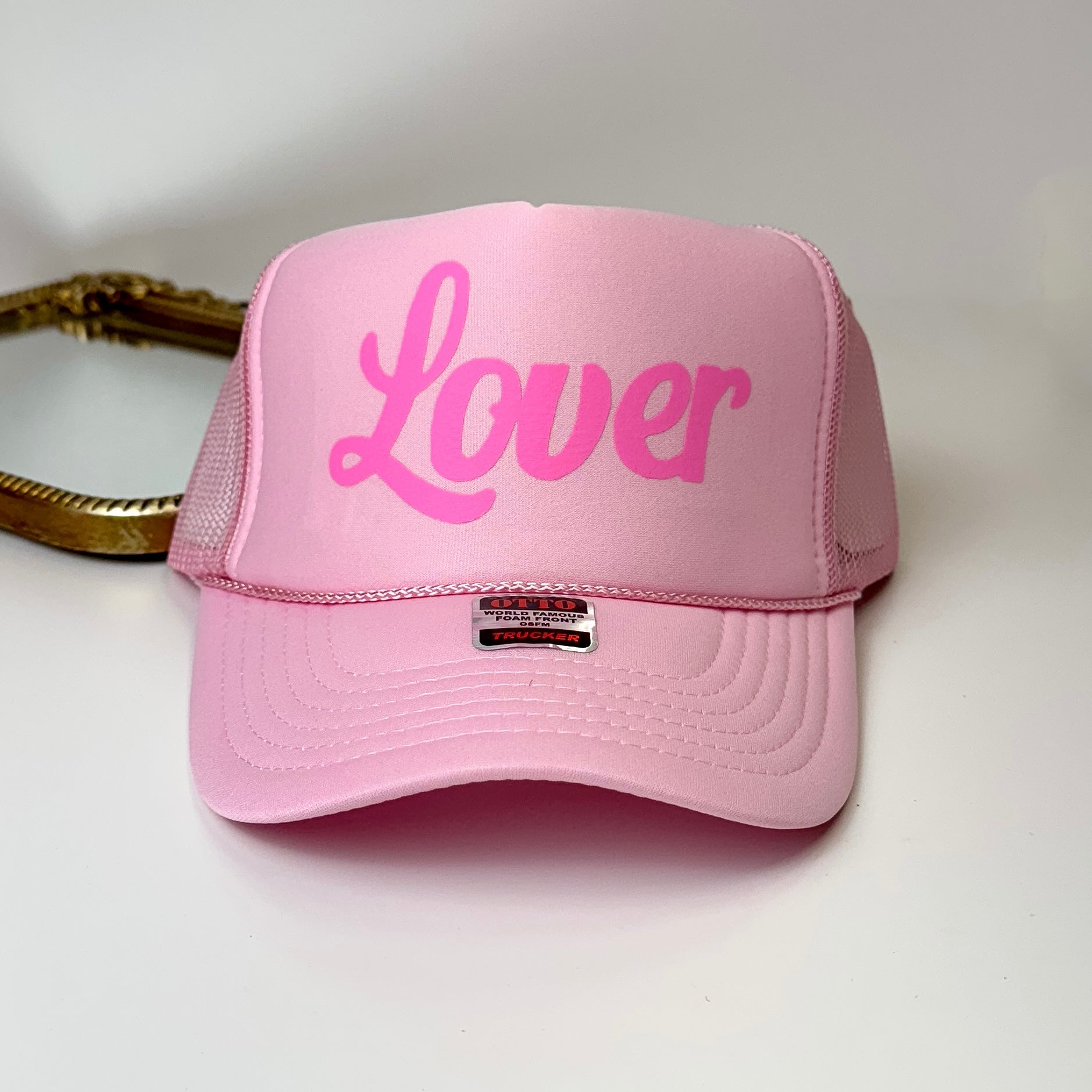 Lover Foam Trucker Hat in Light Pink - Giddy Up Glamour Boutique