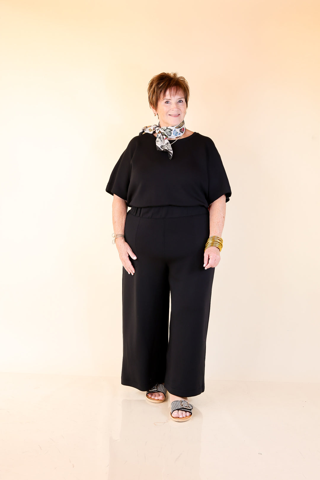 SPANX | AirEssentials Cropped Wide-Leg Jumpsuit in Black