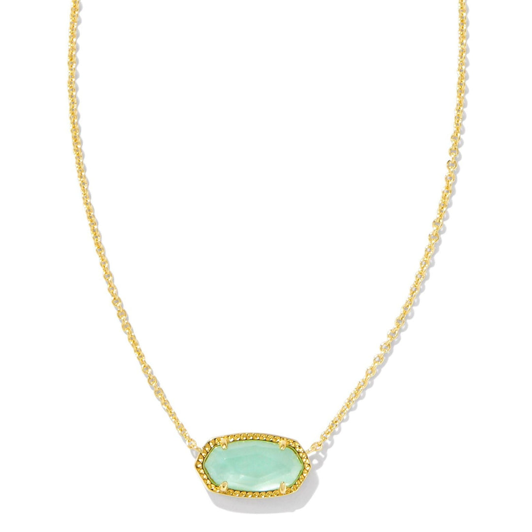 Kendra Scott | Elisa Gold Pendant Necklace in Light Green Mother of Pearl - Giddy Up Glamour Boutique