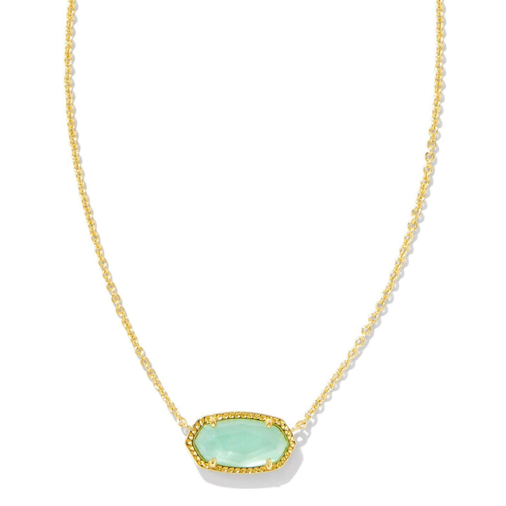 Kendra Scott | Elisa Gold Pendant Necklace in Light Green Mother of Pearl - Giddy Up Glamour Boutique