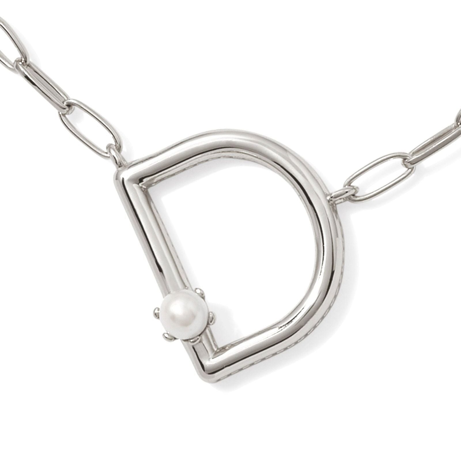 Kendra Scott | Pearl Silver Initial Letter Short Pendant Necklace in White Pearl