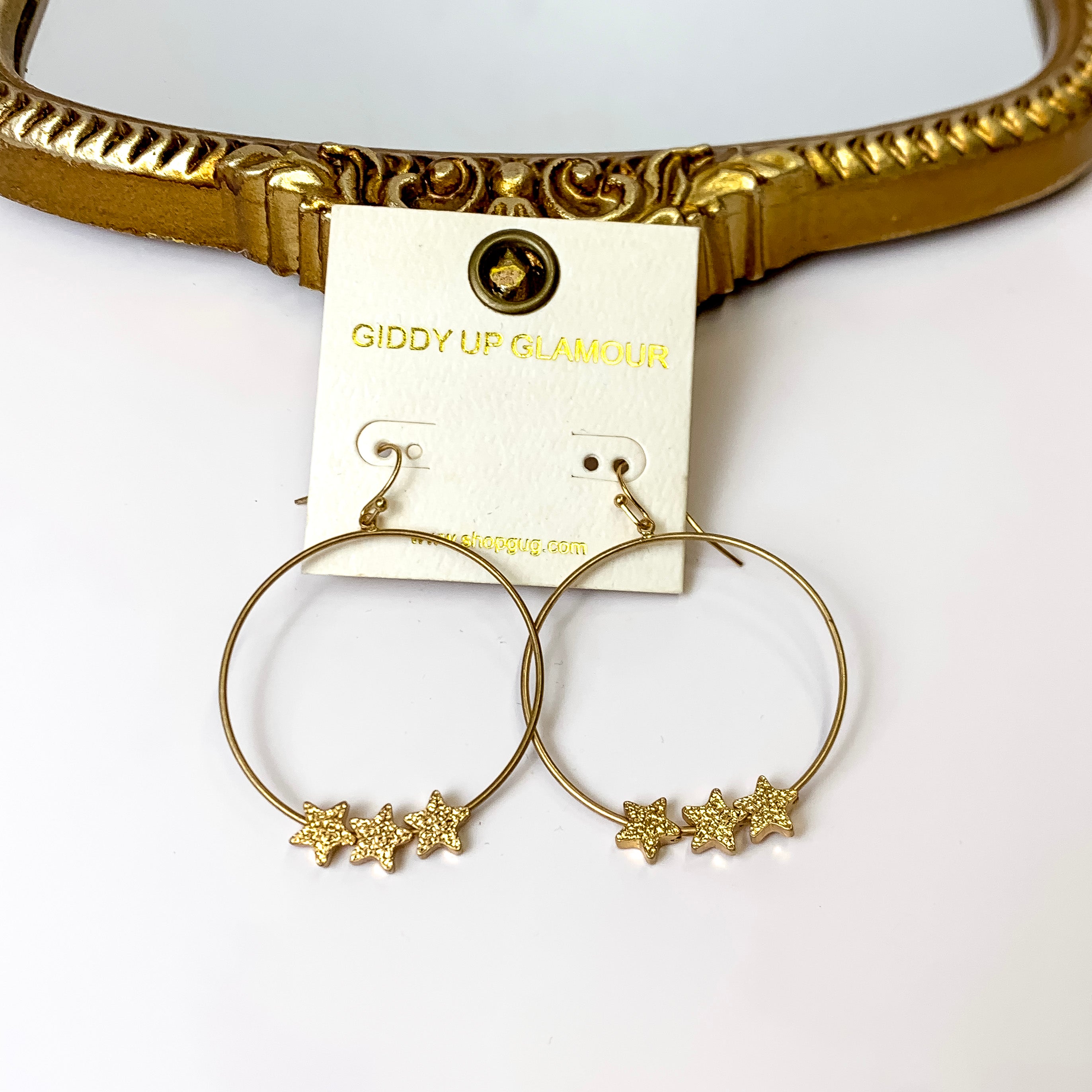 Keeper of The Stars Circle Drop Earrings in Gold - Giddy Up Glamour Boutique