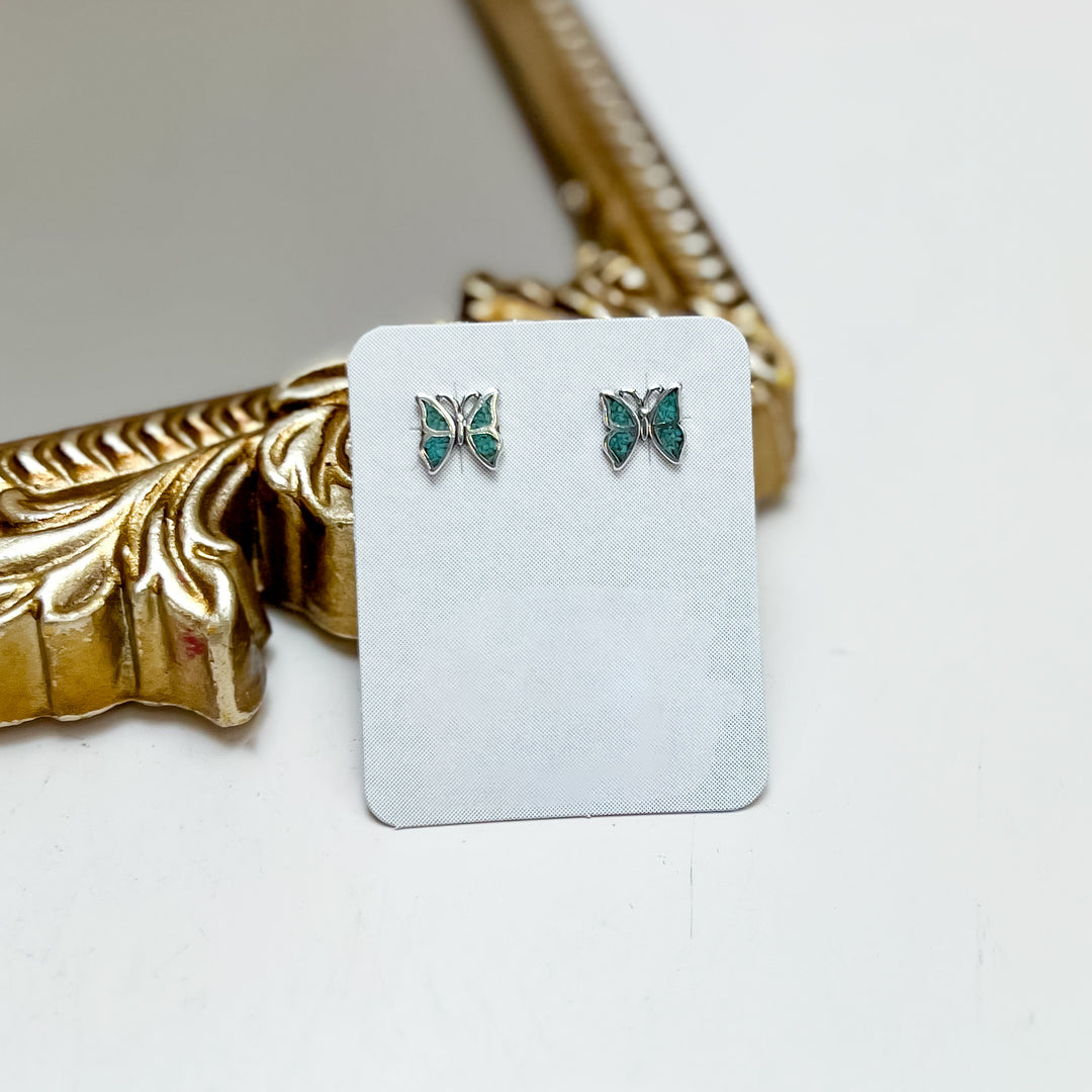 Sterling Silver and Turquoise Butterfly Stud Earrings