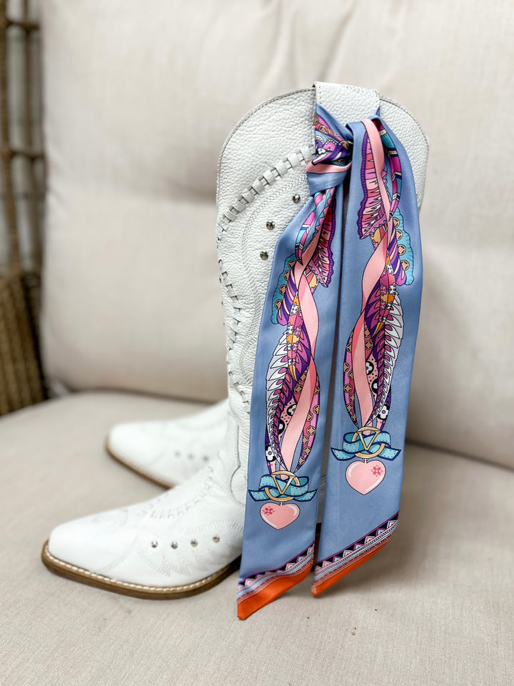 Heart to Style Twilly Scarf in Blue and Pink