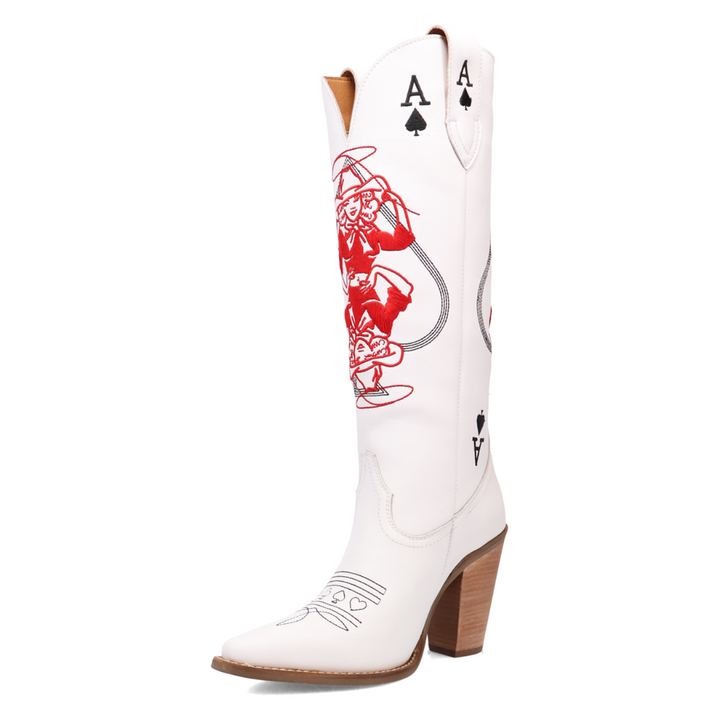 Online Exclusive | Dingo | Ace of Spades Leather Boot in White **PREORDER