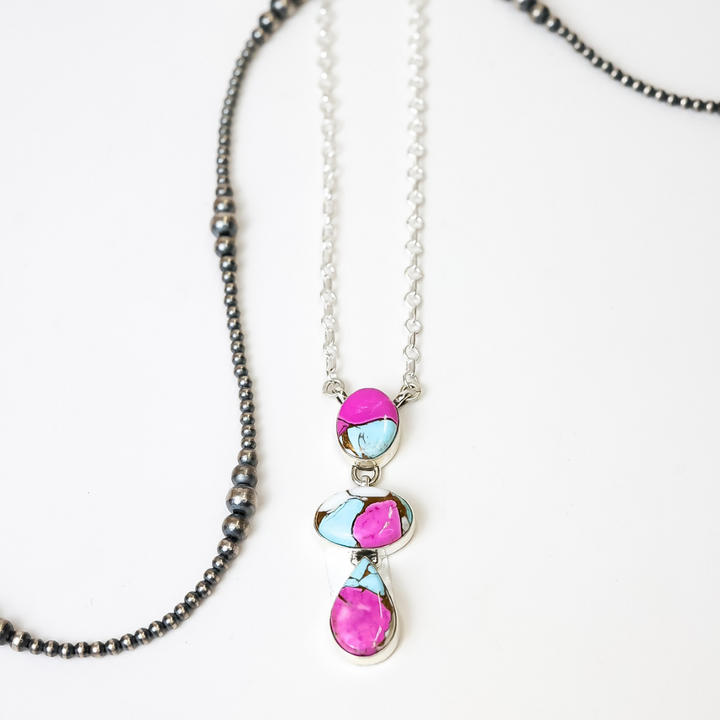 HaDa Collection | Handmade Sterling Silver and Cotton Candy Stone Drop Necklace