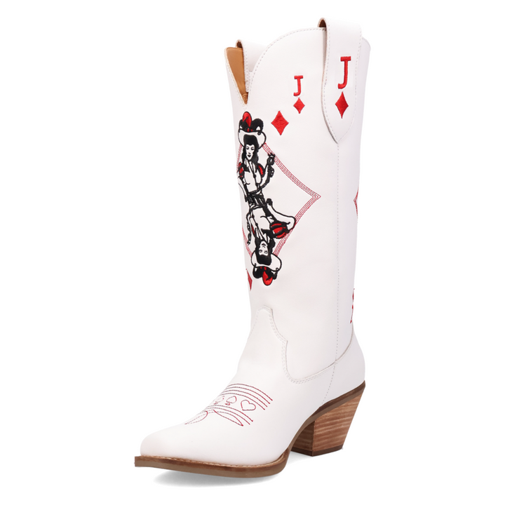 Online Exclusive | Dingo | Jack of Diamonds Leather Boot in White **PREORDER