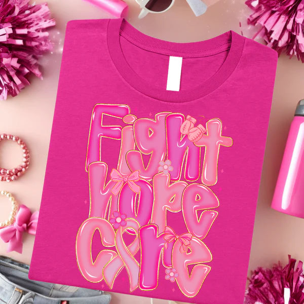 Online Exclusive | Fight. Hope. Cure. Graphic on Short Sleeve Tee in Berry Pink