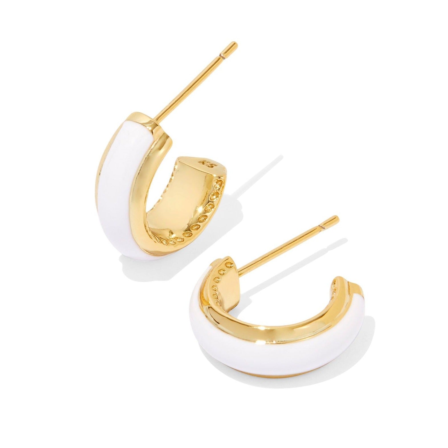 Kendra Scott | Ainsley Gold Huggie Earrings in White Enamel