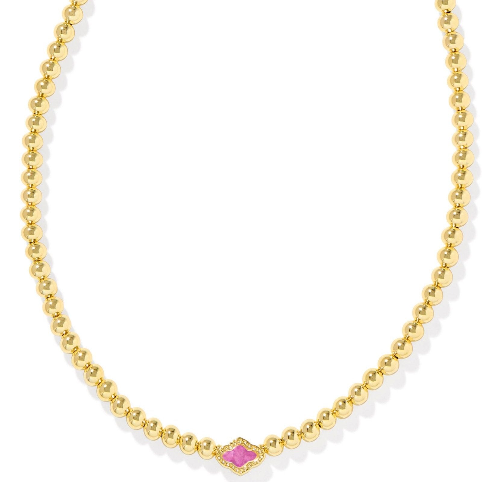 Kendra Scott | Abbie Gold Beaded Necklace in Azalea Illusion