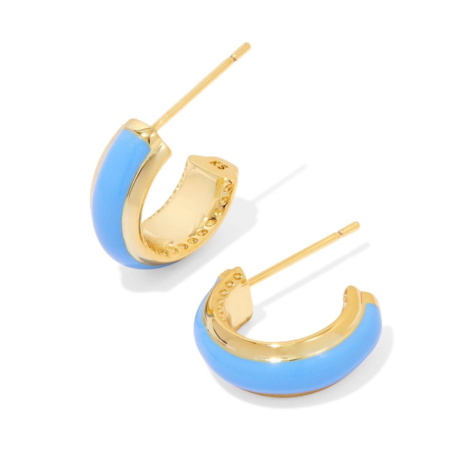 Kendra Scott | Ainsley Gold Huggie Earrings in Light Blue Enamel