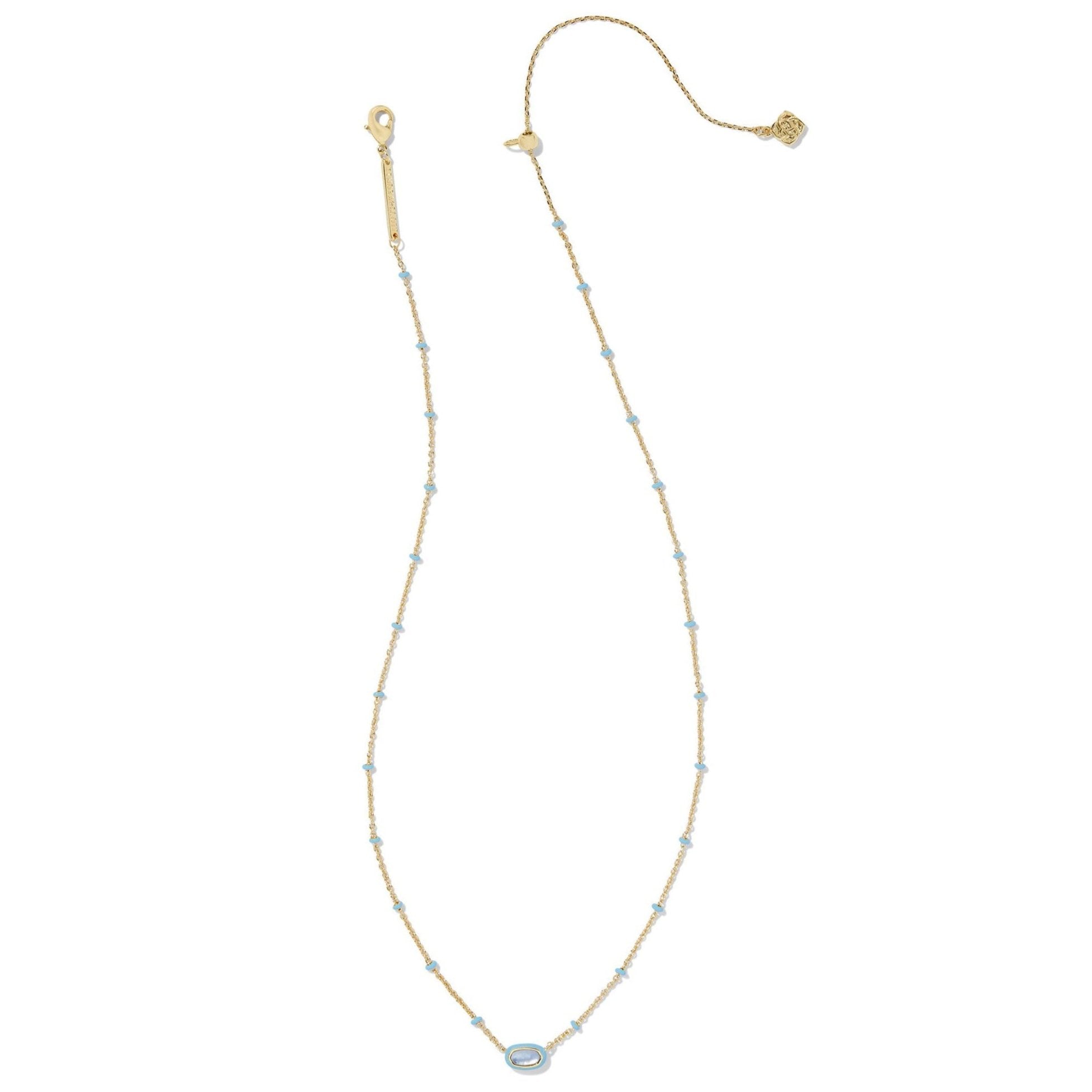 Kendra Scott | Mini Elisa Gold Enamel Frame Short Pendant Necklace in Periwinkle Illusion