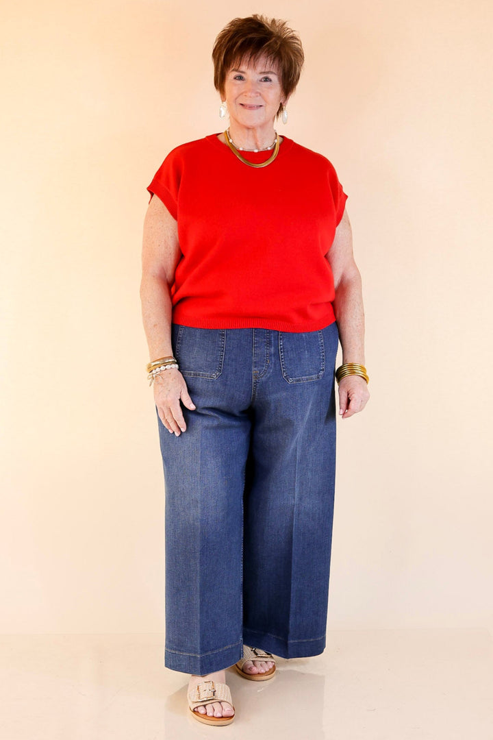 Effortlessly Yours Short Sleeve Oversized Sweater in Red