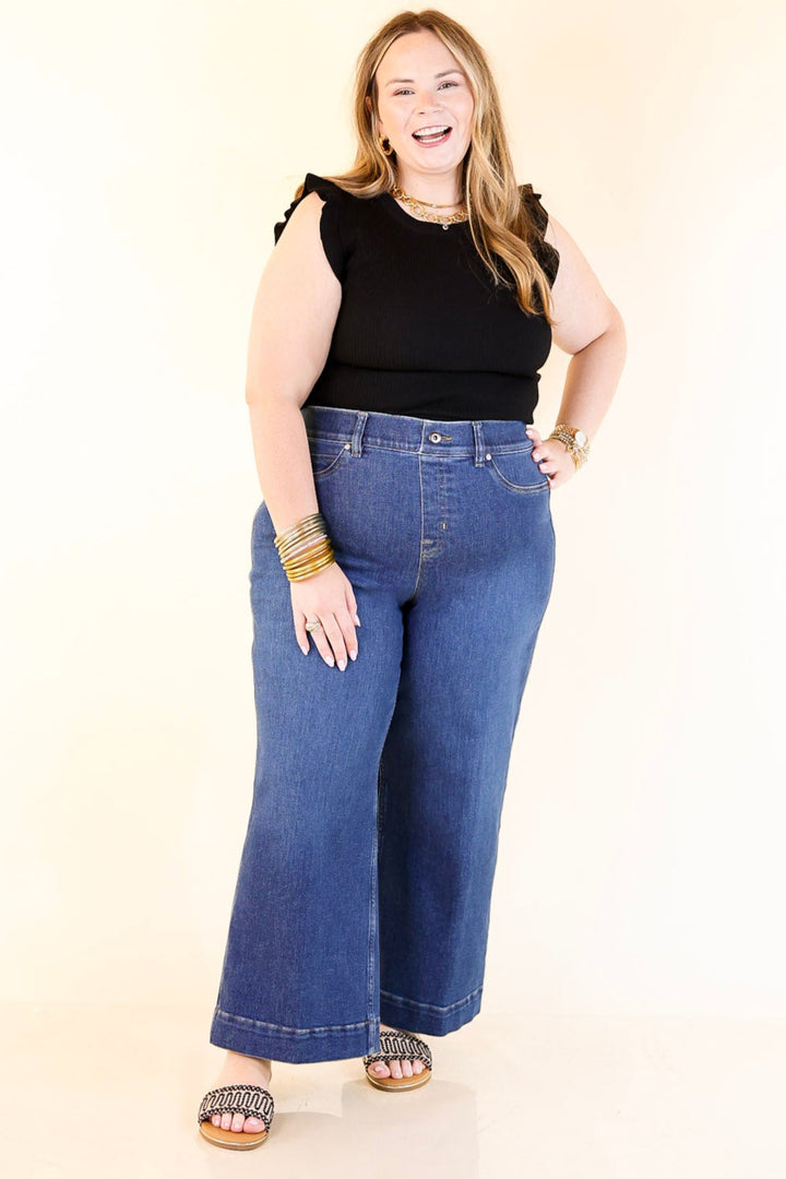 SPANX | EveryWear Cropped Wide Leg Jeans in Dark Wash