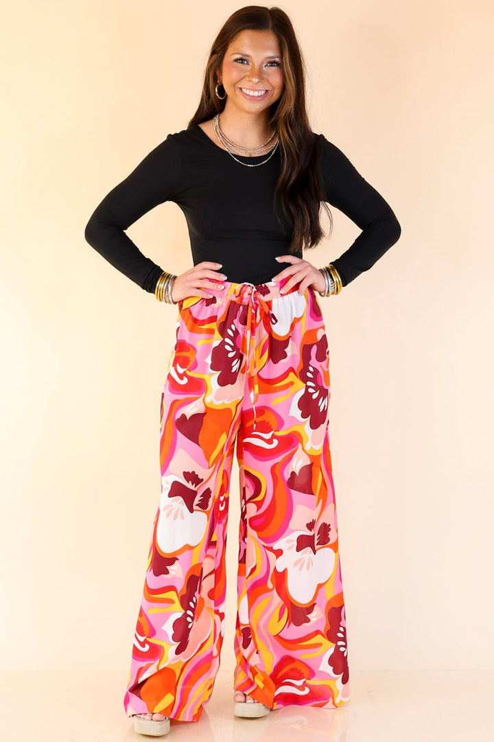 Dance with Me Straight Leg Pants in Pink Mix