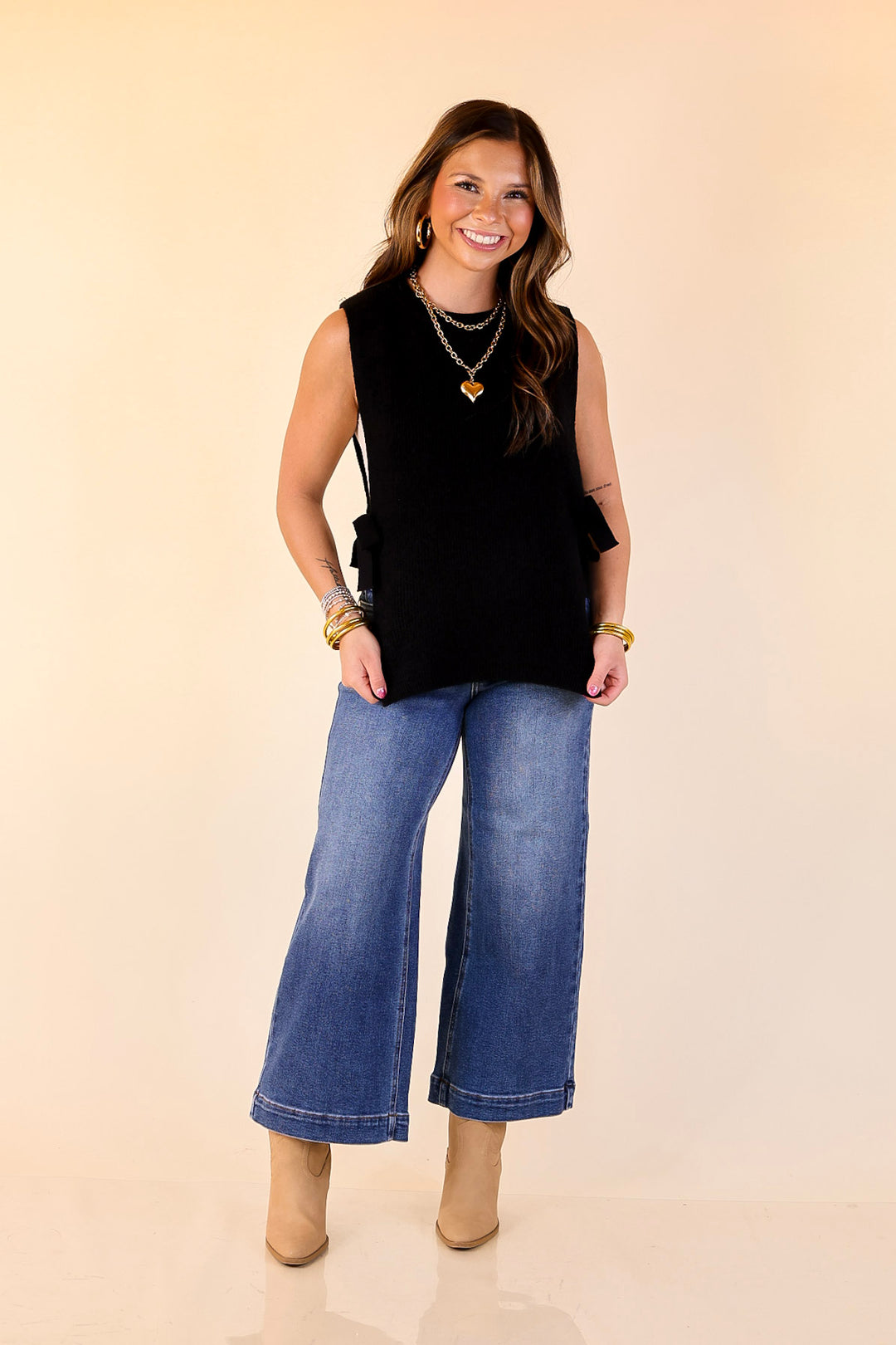 Tied and True Knit Sweater with Side Ties in Black