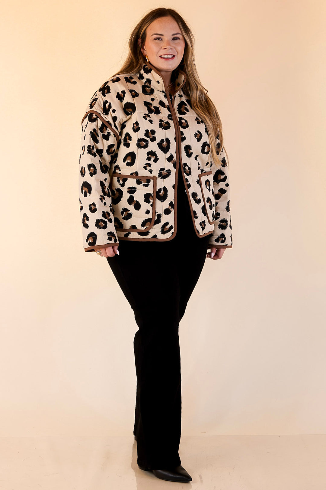 Spotted in Style Quilted Leopard Print Jacket in Cream